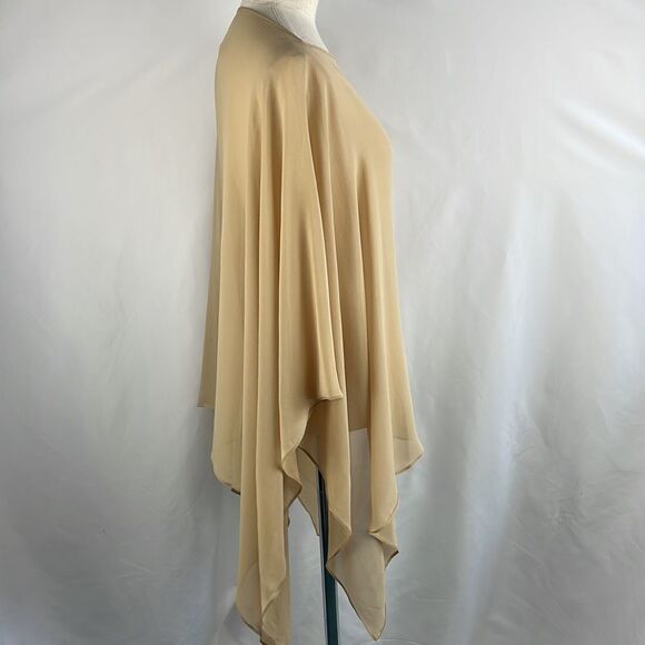 Armani Collezioni Tan Silk Poncho Shawl - Picture 2 of 5